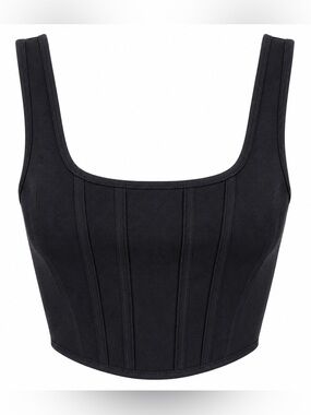 Hunter & Brown Black Corset Crop Top Bustier Tank Small
